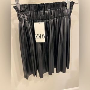 Zara vegan leather pleated skirt